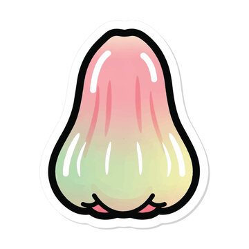 Stylized Cartoon Rose Apple Fruit Illustration.