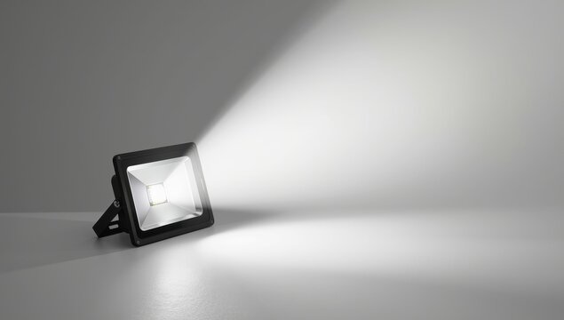 LED floodlight and spotlight on a white backdrop.