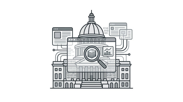 Digital audit and transparency check for government institutions icon.