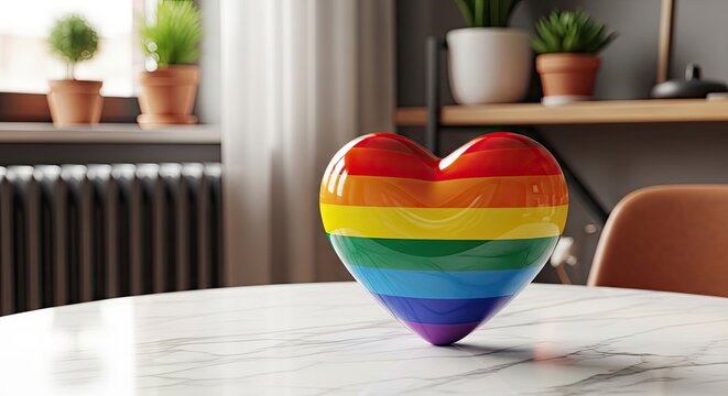 Rainbow heart for pride month symbol of lgbtq love and acceptance in modern interior