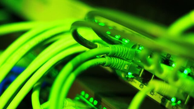 Ethernet cables close up. 10/100/1000 Mbps speed. 