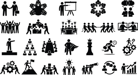 Naklejka premium Business Teamwork Icons Set
