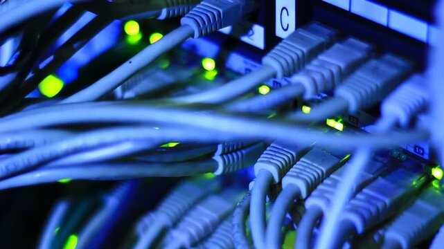 Ethernet cables close up. 10/100/1000 Mbps speed. 