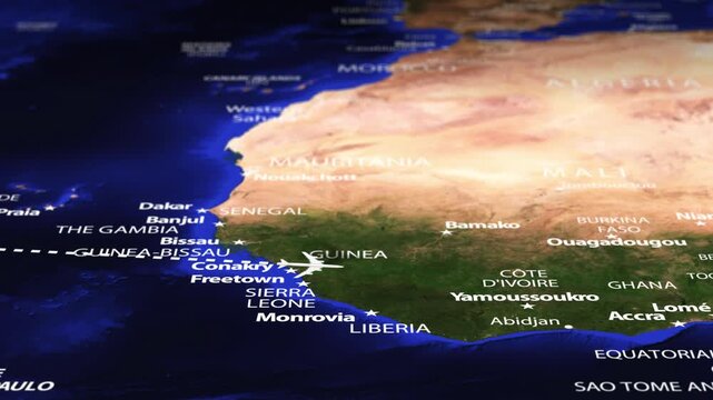 Flight From Mexico City MEXICO to Juba SOUTH SUDAN with flag pins
