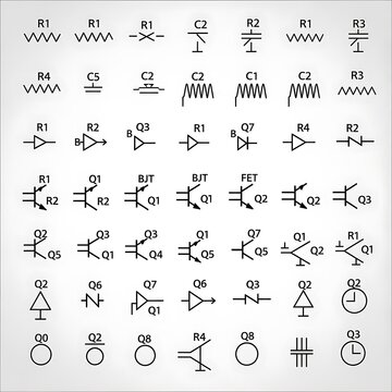 Comprehensive electrical circuit components diagram collection.