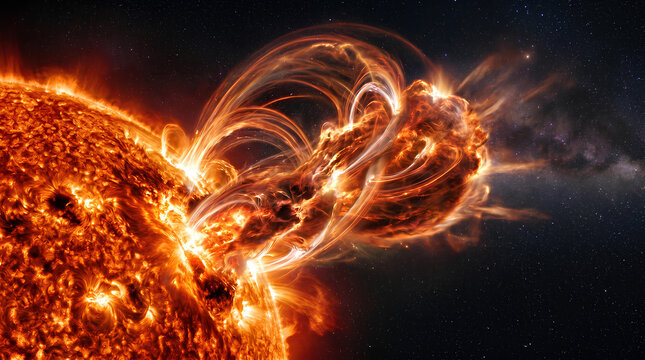 Dramatic Solar Flare Eruption with Intense Plasma Loops and Coronal Mass Ejection from the Sun in Deep Space