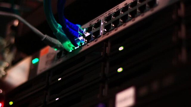 Ethernet cables close up. 10/100/1000 Mbps speed. 