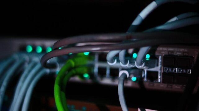 Ethernet cables close up. 10/100/1000 Mbps speed. 