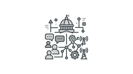 Fototapeta premium Digital governance and smart city network icon.