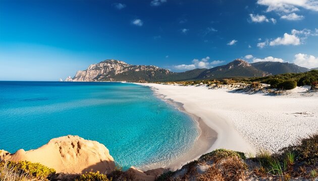 White Sand Coastline At Berchida Beach Sardinia