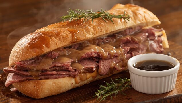 Roast beef sandwich with au jus