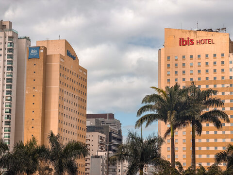 Skyline with two IBis Hotels, at Vila Cordeiro in Sao Paulo, Brazil.