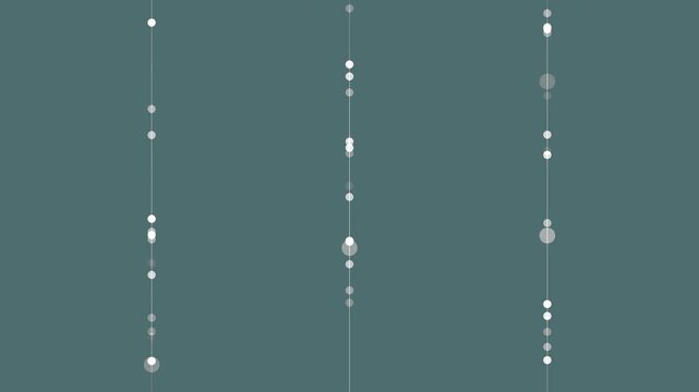 Elegant dark turquoise minimalist tech layout featuring vertical vector lines with pulsating light nodes and dots. Ideal as a clean corporate background, technical infographic, or soft technology anim