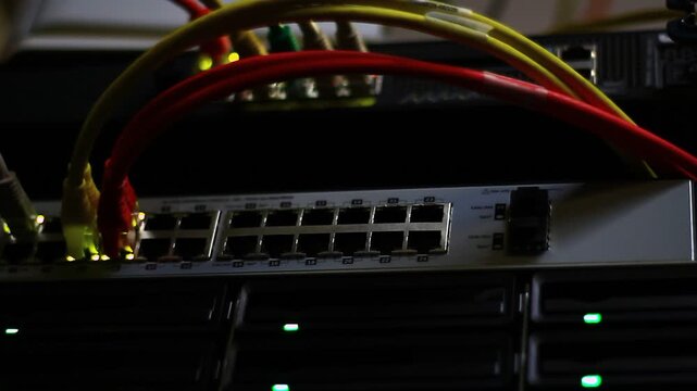 Ethernet cables close up. 10/100/1000 Mbps speed. 