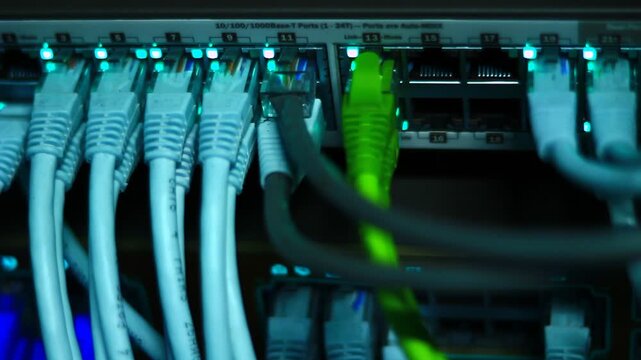 Ethernet cables close up. 10/100/1000 Mbps speed. 