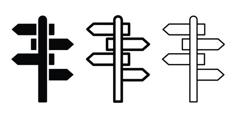 Direction sign icon silhouette vector, bold outline and line art design © MST