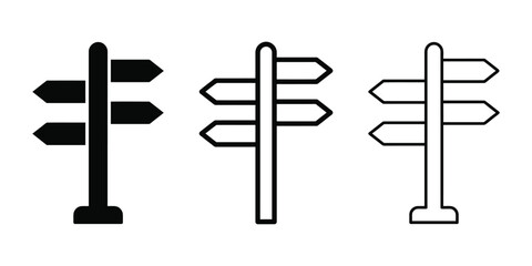 Direction sign icon silhouette vector, bold outline and line art design © MST