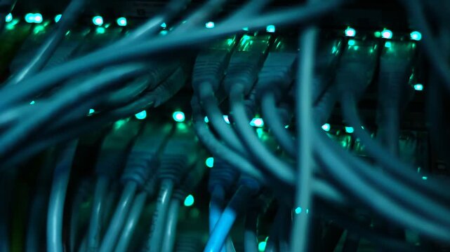 Ethernet cables close up. 10/100/1000 Mbps speed. 