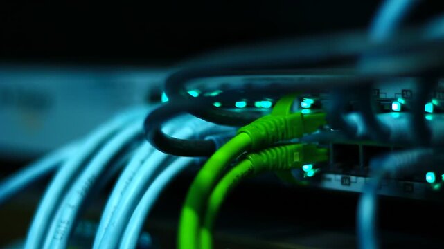 Ethernet cables close up. 10/100/1000 Mbps speed. 