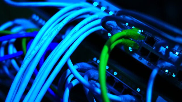 Ethernet cables close up. 10/100/1000 Mbps speed. 