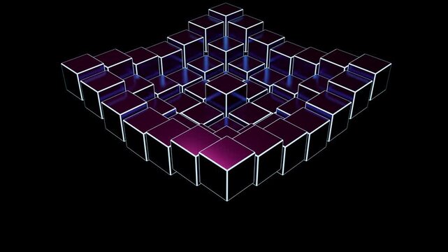 Metal cubes abstract wave bg able to loop endless 4k