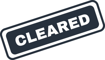 Obraz premium Black and white cleared stamp or approval badge with bold text