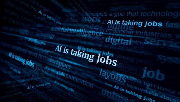 AI is taking jobs headline titles media 3d illustration