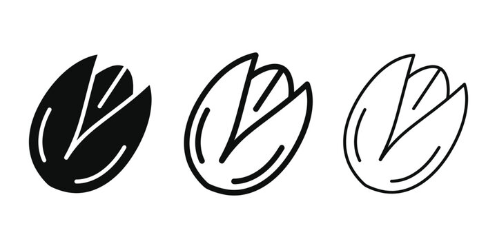 Pistachio icon silhouette vector, bold outline and line art design