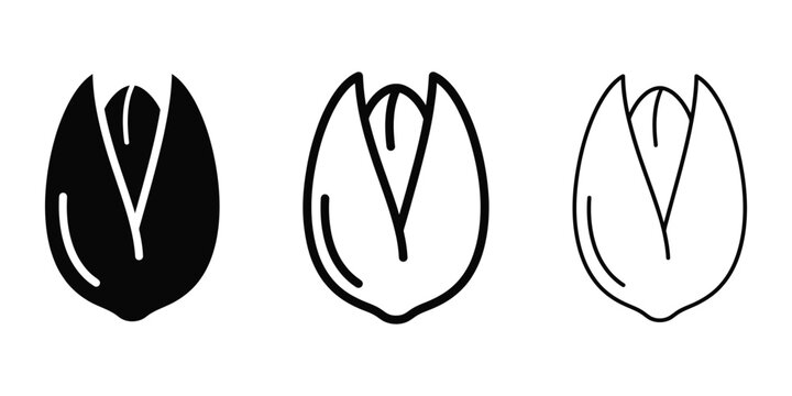 Pistachio icon silhouette vector, bold outline and line art design