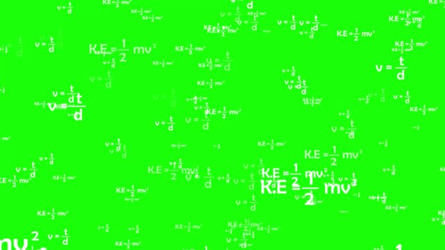4K green screen Physics and Math Formula Animation on Dark Background for Science Education and STEM Projects