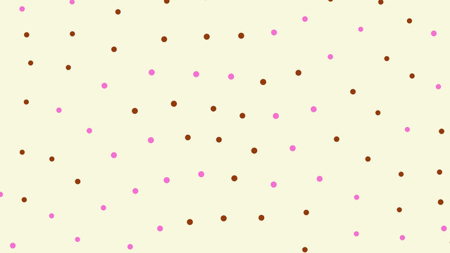 Pink and brown polka dot pattern on light yellow background