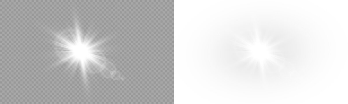 Vector transparent light flare, sunlight special lens flare light effect. Stock royalty free PNG image