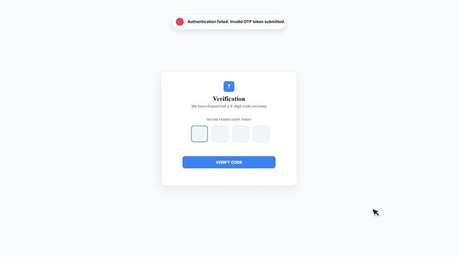 Secure Authentication Token Verification Invalid Code Screen