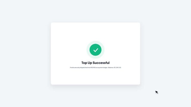 Successful Crypto Wallet Top Up Transaction Animation with Checkmark Icon