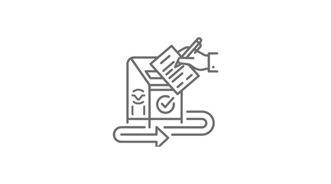 Person inserting paper ballot into electronic voting machine station.