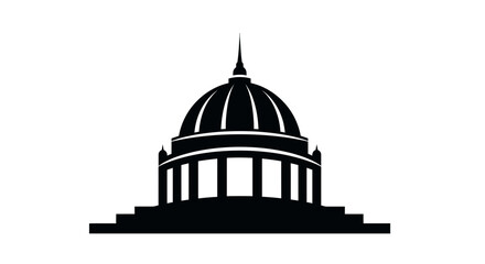 Building dome silhouette stands as a classic architectural icon representing government, academic, or historic institutions in a clean graphic style. © Laronspbg