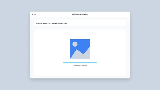 AI Assistant Workspace Light Mode Interface Generating Vibrant Ecosystem Landscape Illustration Animation