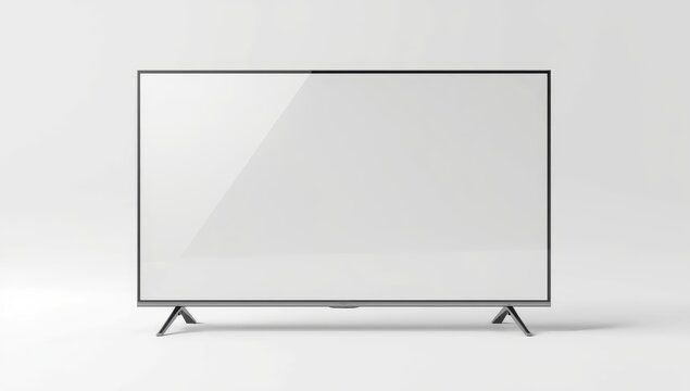 Isolated blank screen LCD TV on white background. 4K flat screen mockup, 3D vector design.
