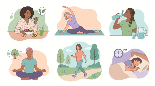Healthy Aging Exercise Routine for Women Over 50 Illustration