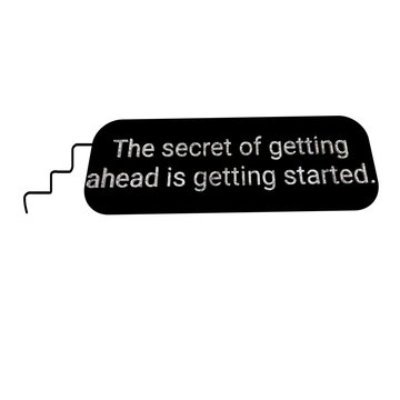 Modern motivational quote design featuring the message "The secret of getting ahead is getting started" in bold typography with a minimalist layout.