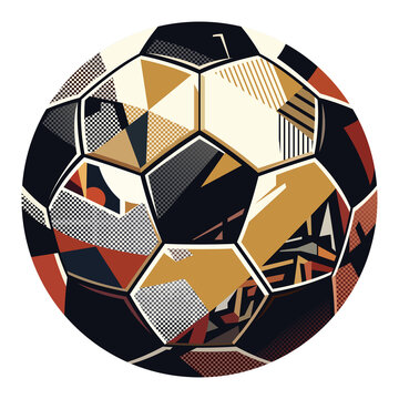 Abstract geometric soccer ball 80s style isolated