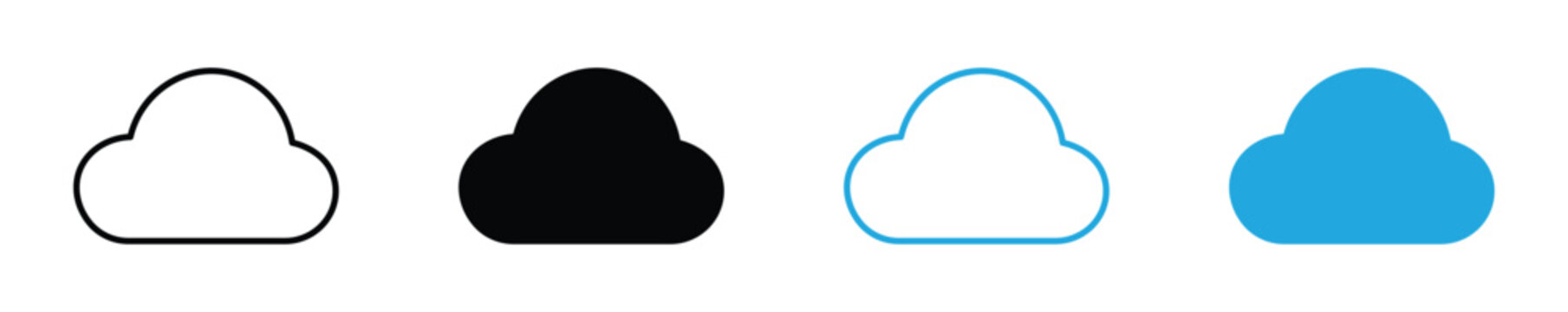 Cloud  Icon Set, Multiple Style Collection. Vector illustration.