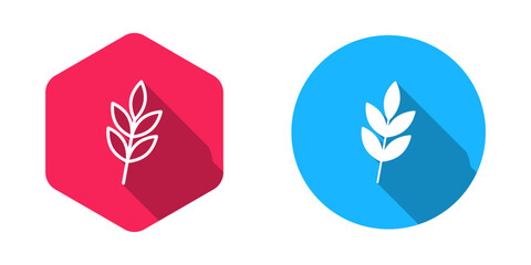 Fototapeta premium Filled and outline Leaf icon isolated with long shadow background. Leaves sign. Fresh natural product symbol. Vector