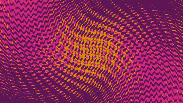 Abstract digital pattern with purple and orange wave shapes