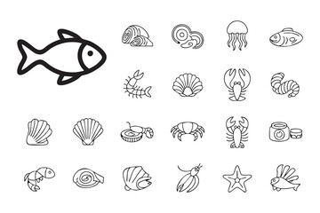 Obraz premium Fish and Shellfish Symbol Pack for Grocery, Market, and Culinary Branding