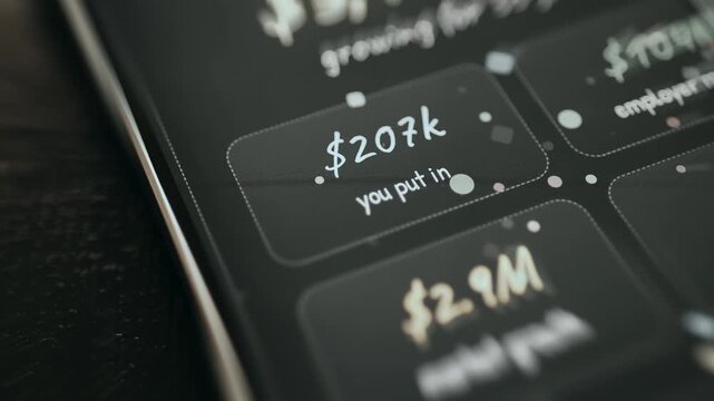 Investment tracking interface with increasing contribution balance