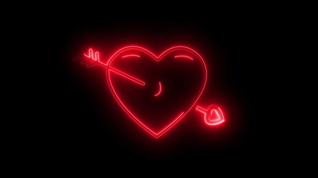 "Bright red neon heart and arrow design featuring a Valentine's Day-inspired glowing animation and romantic ambiance."