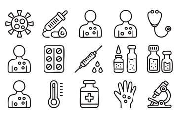 Fototapeta premium Medical Line Icon Collection for Healthcare, Disease, and Clinic Design