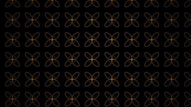 Elegant Gold Batik Kawung Seamless Pattern Background with Glowing Particles and Smooth Loop Motion