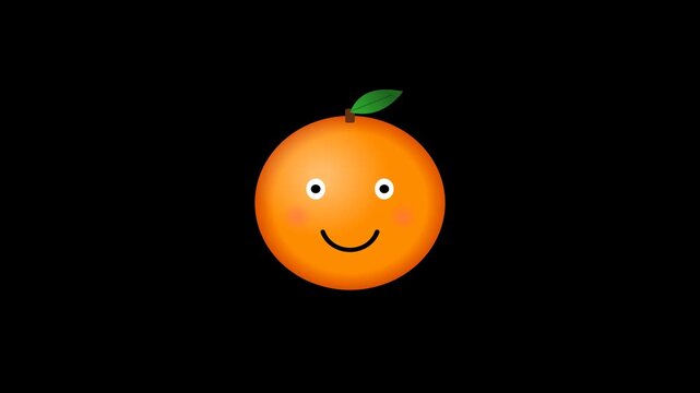 Animated Orange Character Smiling on Black Background for Childrens Educational Content